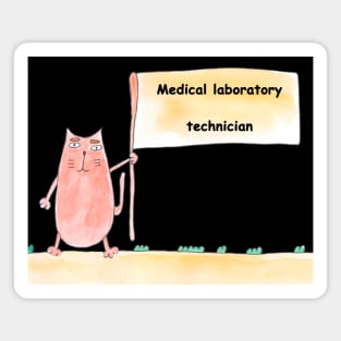 Medical laboratory technician, profession, work, worker, professional, cat, humor, fun, job, humorous, watercolor, animal, character Magnet